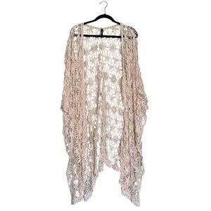 Torrid Floral Crochet Ruana Cream Kimono One Size Plus Cover Up Boho